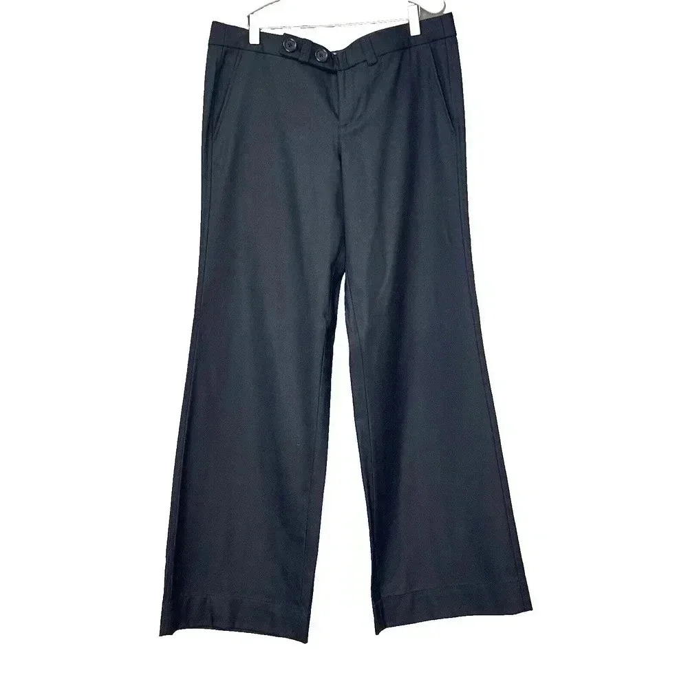 Juicy Couture Women's‎ Black Wool Blend Bow Wide Leg Dress Pants Trousers SZ 12